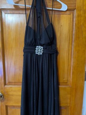 Speechless Black Halter Prom Dress with Rhinestone Brooch